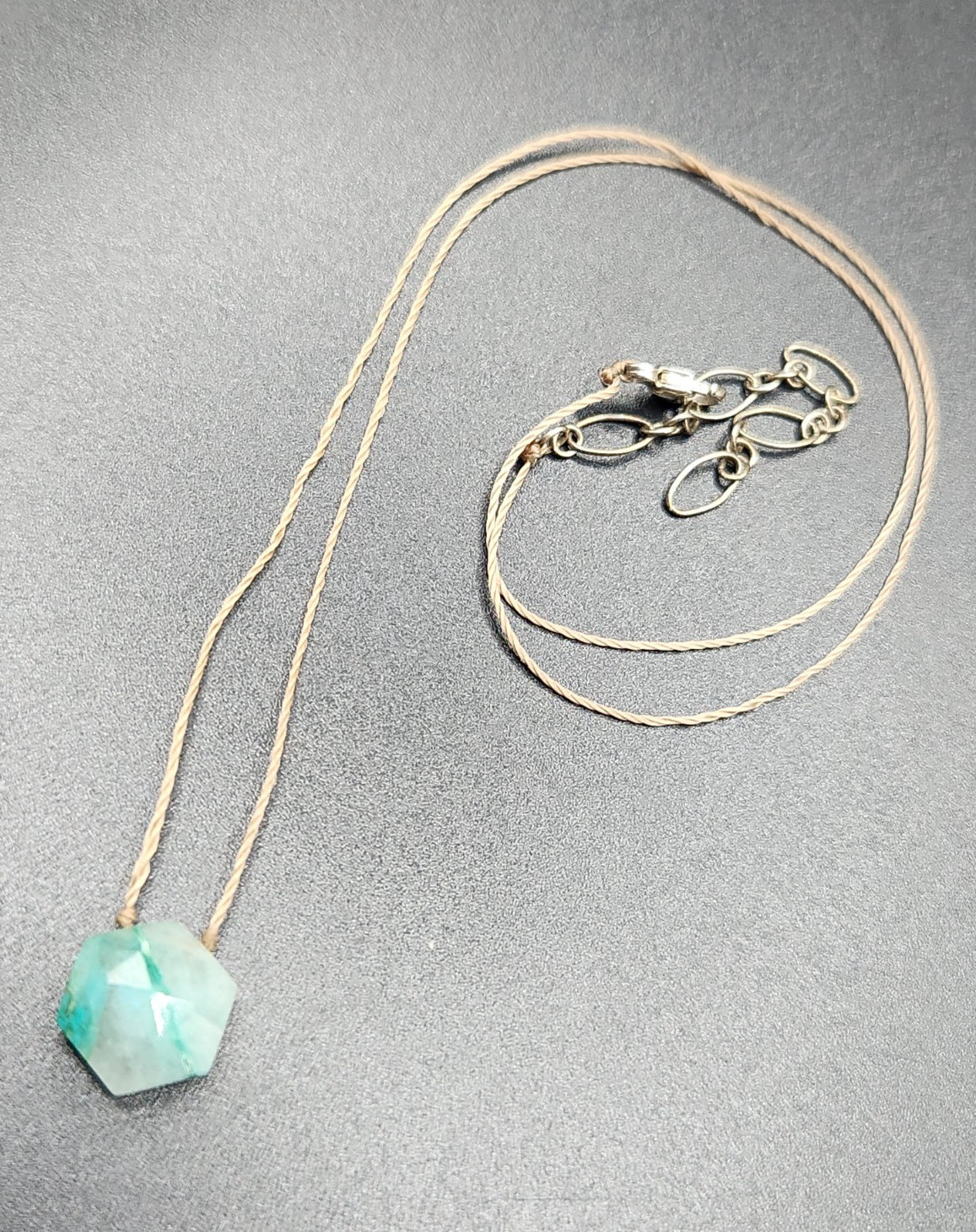 Small Green Fluorite Crystal Hexagonal Pendant Ne… - image 1