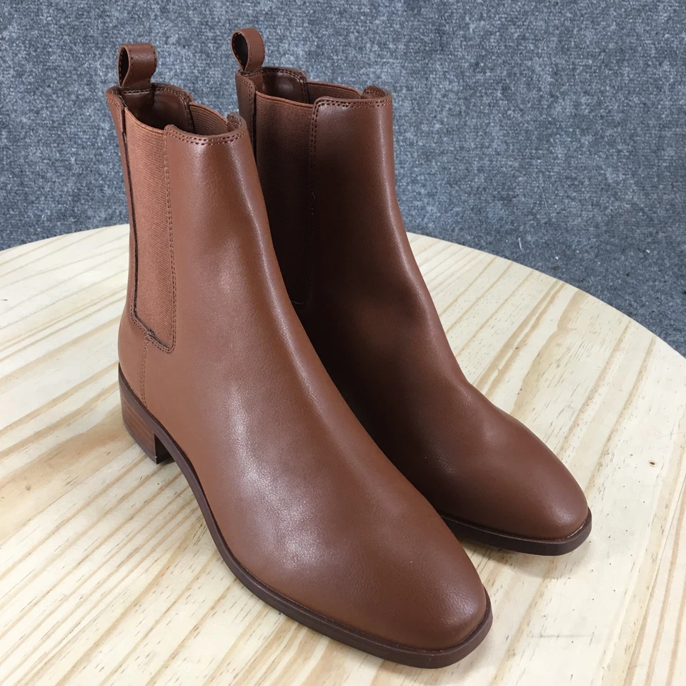 J.Crew Botas Mujer 7 Chelsea Marrón Pull On Informal Cómodas Punta Redonda Tobillo Top Foto 3 de 4