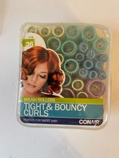 Y2K VTG Conair Brush Roller Tight Bouncy Curls Hair Curlers Pins Original Bag