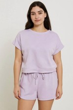 Lavender Geometric Knit Short Sleeve Shirt  Shorts Set RP5772 Size M