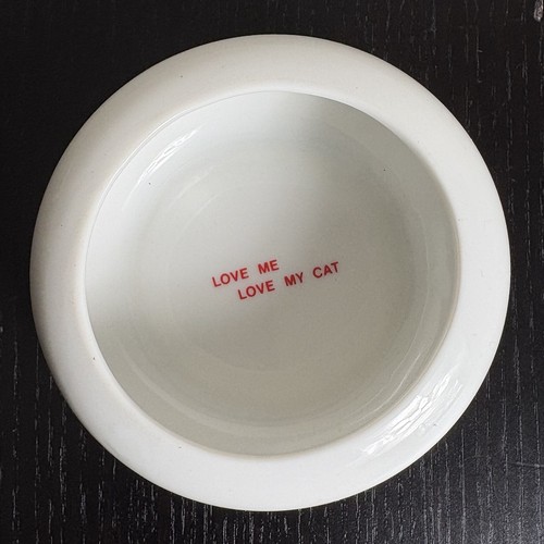 Vintage 80er Takahashi lächelnde schlafende Katze Porzellan Herz Schmuckschatulle 3,5" - Bild 6 von 8