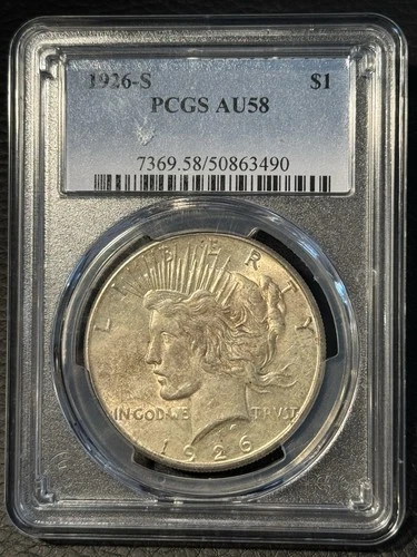 1926 S Peace Silver Dollar PCGS AU-58