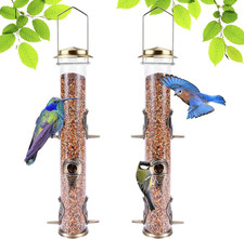 2PK Metal Wild Bird Feeder Squirrel Proof Bird Feeders for outside Hanging 6 Por