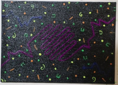 I love the 1980's #9 - Original black light/Glow in the dark painting by Bats