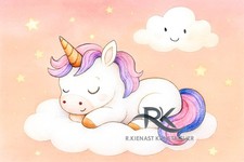 Traumwolken Einhorn – Sanfte Kinderzimmer‑Illustration im Querformat