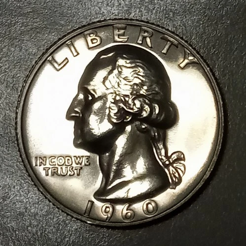 🟅 1960 PROOF 90% Silver Wash. Quarter 25¢