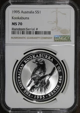 1995 (MS70) 1 oz Silver Australia Kookaburra $1 NGC