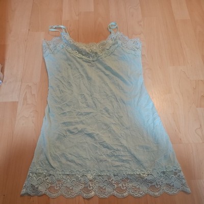 Rue 21 Y2K Cami M Lace Trim Fairy Coquette Boho Layering Tank Top Mint Green 
