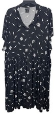 Harry Potter Black Collared Babydoll Dress Allover Print Hogwarts Logo Lightning