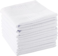 18pcs Men'S Handkerchiefs 100 Soft Cotton White Hankie Hankerchieves - 16"x16"
