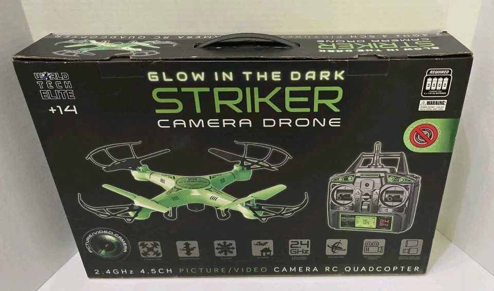 World Tech Striker-X Glow-in-the-Dark HD Video Camera Drone Quadcopter Green - Image 2 of 4