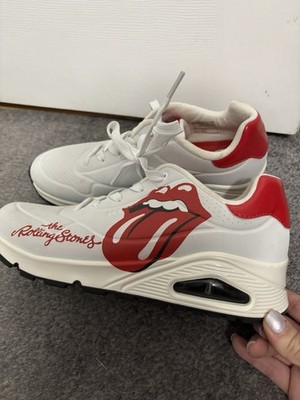 Skechers x Rolling Stones Uno Sneaker White Red Women's 8.5 8 1/2 Shoes 177965