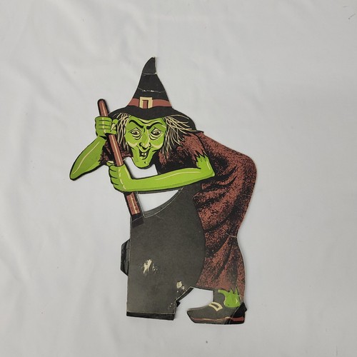 Vintage Luhre and Beistle Halloween Die Cut paper cardboard decoration cat witch - Picture 16 of 16