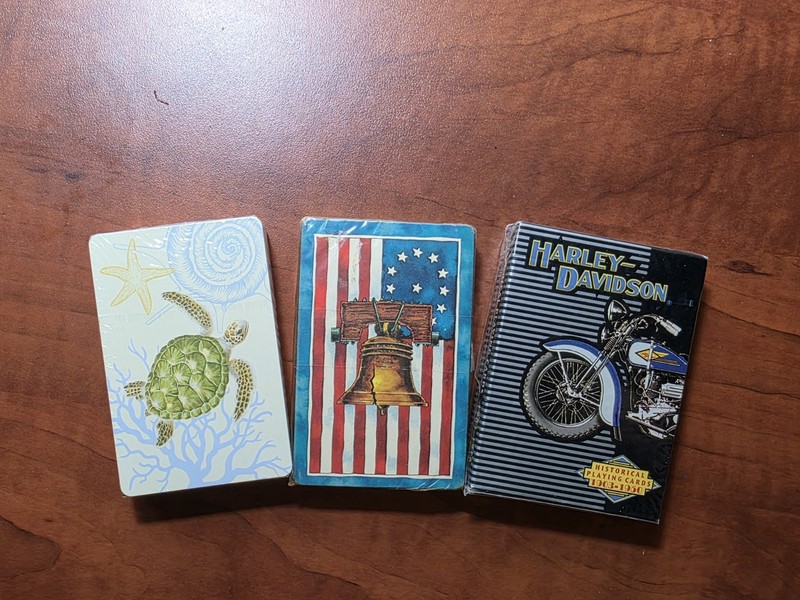 ​Lot of Sealed Card Decks-Harley-Davidson 1997, Stardust Liberty Bell,Sea Turtle