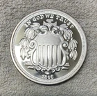 1866 Five Cents Shield Nickel 2 Troy Oz .999 Silver Proof Round .
