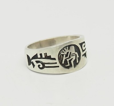 Cyrus Josytewa Hopi Native American Kokopelli sterling silver men 