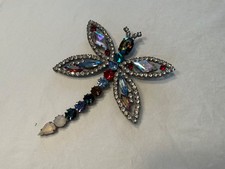Huge Vintage Rhinestone Bijoux Dragonfly Brooch