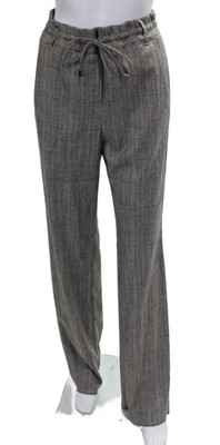 Marella Womens Dress Pants Gray Plaid Viscose Drawstring Size 4