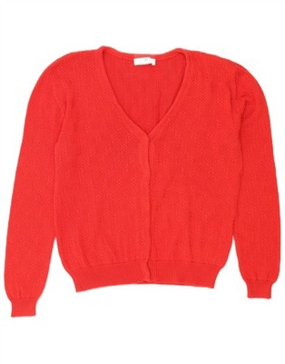 Peter Hahn Womens Cardigan Sweater UK 14 Medium Red Cotton CV08