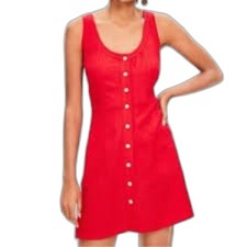 Loft Linen Blend Red Tank Dress - Size