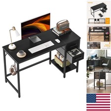 40" Modern Black Computer Desk with 2 Drawers  Shelf for Stylish Workspaces