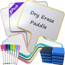 8x10 Inch Small Dry Erase Boards Mini Paddles With Markers Erasers 8 Sets