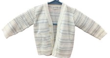 Size Small Sears 1960s Infant Baby Cardigan Sweater Up To 20 Pounds Blue White