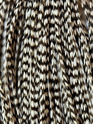 Whiting Dry Fly Hackle - SILVER grade, 1/2 saddle in Grizzly