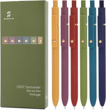 Ddaowanx Gel Pens, 6 Pcs 0.5mm 6 Count (Pack of 1), 6 Vintage-Black Ink 