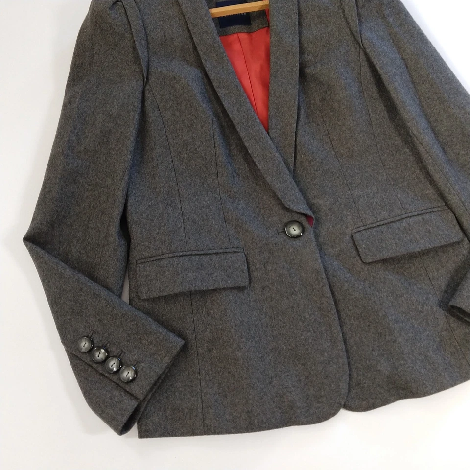 Chaqueta Blazer Magaschoni Gris Mezcla Cachemira Talla S Nueva Manga Abullonada Un Botón Foto 4 de 4