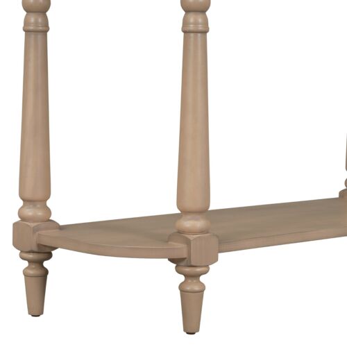 Narrow Console Table with Curved Corner,Retro Entryway Table W/drawer and shelf - Picture 9 of 60