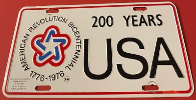 200 Years USA Bicentennial Booster License Plate American Revolution