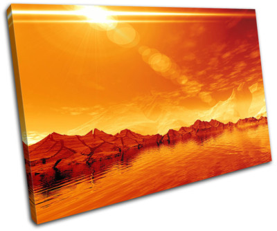 Tableau Déco Murale - Impression Sur Toile "Sunset Seascape Beach Sandals" - Style Moderne - Bleu - Neuf