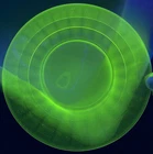 (4) Anchor Hocking Block Optic Green Speckled Uranium Depression Glass 8” Plates