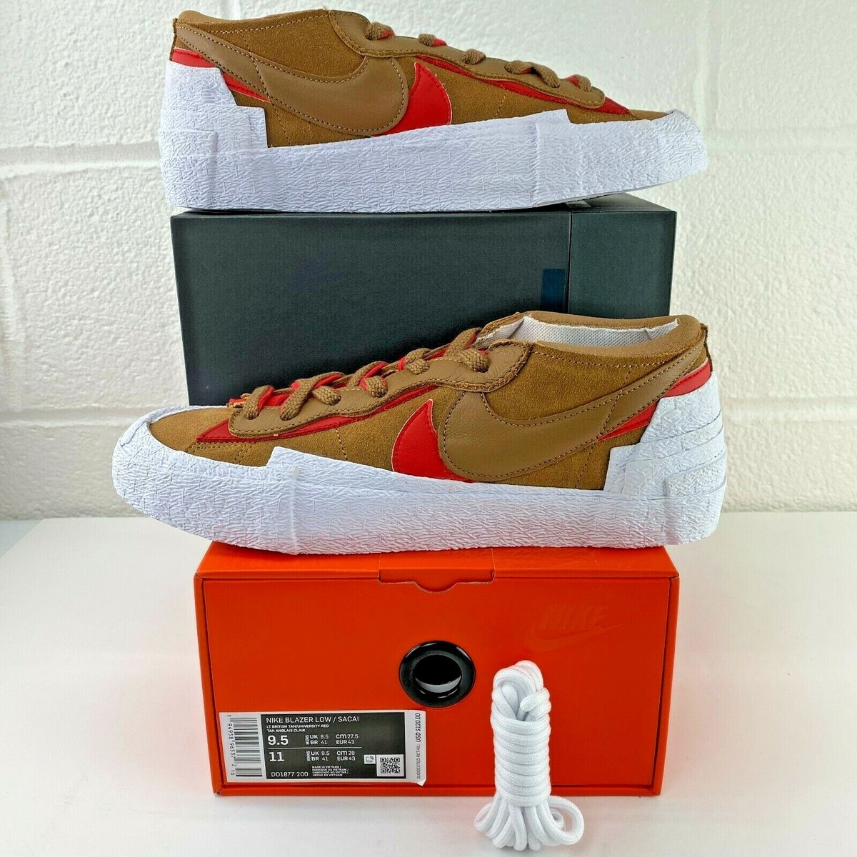 Nike Blazer Low | sacai British Tan | DD1877-200 | US Size 9.5 | eBay