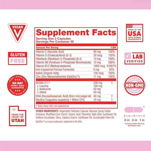 Multi vitamin supplements, liposome iron, 60 vegetarian capsules - Bild 2 von 4