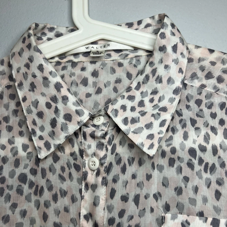 Camisa túnica con botones Walter para mujer lengüeta enrollable de seda estampado de leopardo ligera talla 4 Foto 3 de 4