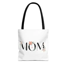 Floral Mom Tote Bag, Gift for Mom, Reusable Shopping Bag, Feminine Tote,