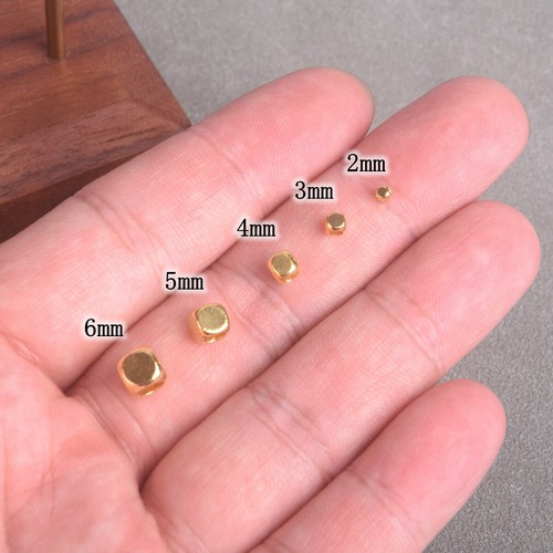 Cube Square Shape 2mm 3mm 4mm 5mm 6mm Solid Brass Metal Loose Spacer Beads Lot - Picture 5 of 31