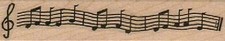 Line Of Musical Notes 1 x 4 1/4" Rubber Stamp, Music Stamp, Instruments Stamp