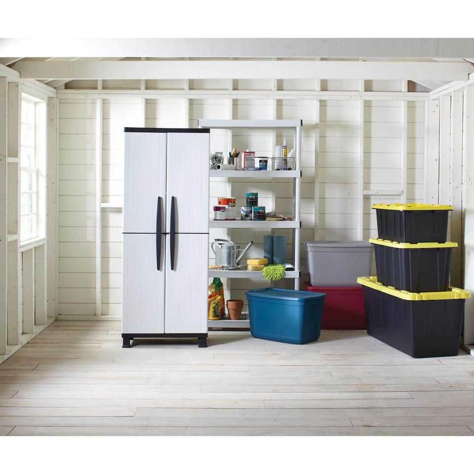 Five Shelf Plastic Ventilated Storage Unit Garage Heavy Duty Adjustable