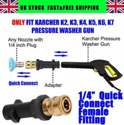 Adapter For Karcher K2-K7 to 1/4'' Quick Release Pressure Washer Gun Lance UK