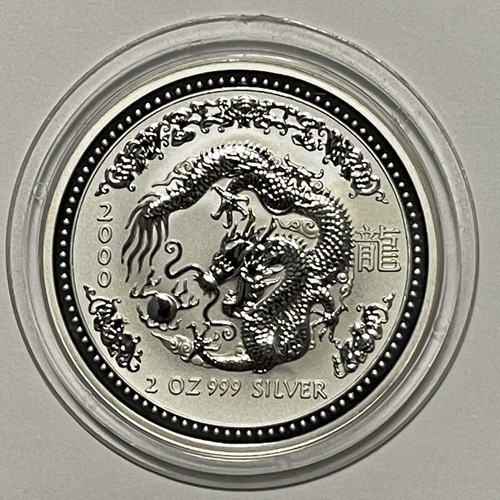 2000 Year of The Dragon Rare Coin 2 Troy Oz .999 Fine Silver Rare Round Medal - Bild 11 von 12