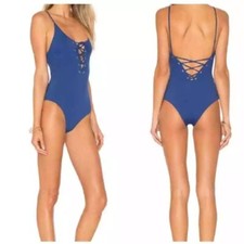 TAVIK SWIMWEAR PACIFIC BLUE MONAHAN SEAMLESS LACE UP ONE PIECE $156 NWT NEW 