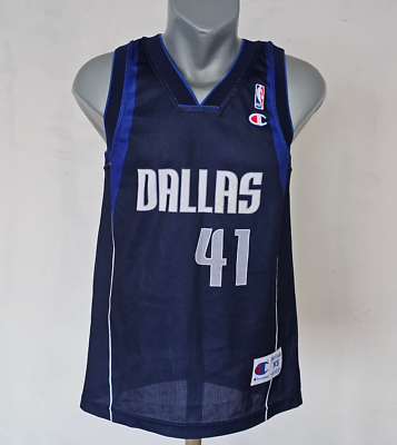 Dallas Mavericks Retro Jersey 41 Nowitzki Champion Blue Shirt Size