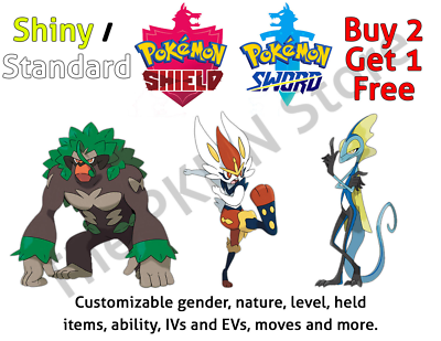 Pokemon Sword Shield SHINY ✨ GMAX CINDERACE RILLABOOM INTELEON ✨ MAX IV EV