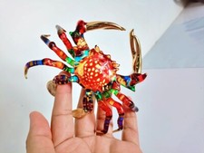 Jumbo Crab handblown glass statue aquarium figurine handmade gold trim