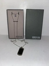 KENNETH COLE REACTION SILVER TONE DOG TAG  PENDANT BEADED CHAIN NECKLACE NIB