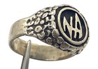 Mens Bold Round NA Nugget Sterling Silver 925 Statement Ring Size 11 Band Unisex