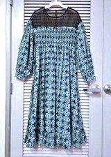 teal/ black mesh floral midi long dress S urban outfitters earrings